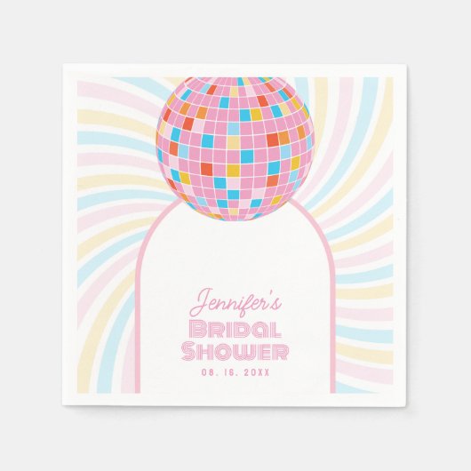 Retro Groovy Roze Disco Bal 70s 80s Bruiloft Feest Servet (Voorkant)