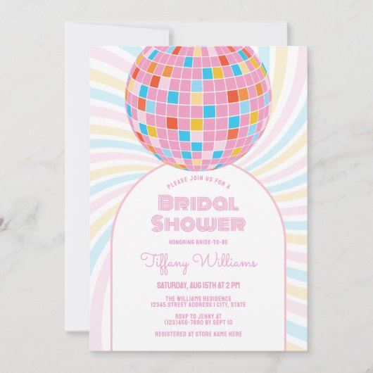 Retro Groovy Roze Disco Ball 70s 80s Vrijgezellenf Kaart (Voorkant)