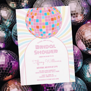 Retro Groovy Roze Disco Ball 70s 80s Vrijgezellenf Kaart