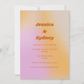 Retro Groovy roze en Oranje unieke bruiloft Kaart (Voorkant)