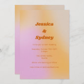 Retro Groovy roze en Oranje unieke bruiloft Kaart (Voorkant / Achterkant)