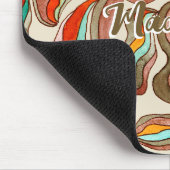 Retro Groovy Roze gebrande Oranje golvende scriptn Muismat (Hoek)