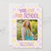 Retro Groovy Roze Geel Paars Bloemig Afstuderen Aankondiging (Voorkant)