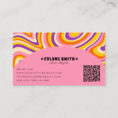 Retro Groovy Roze Geel QR Code 70s Psychedelic Visitekaartje (Achterkant)