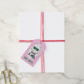 Retro Groovy Roze Geruite Kerstman Kerstmis  Cadeaulabel (Met Touw)