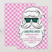 Retro Groovy Roze Geruite Kerstman Kerstmis Kaart (Voorkant / Achterkant)