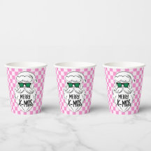 Retro Groovy Roze Geruite Kerstman Kerstmis 