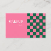 Retro Groovy Roze & Groen Abstracte make-up artist Visitekaartje (Voorkant)