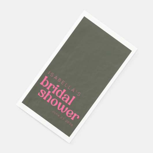 Retro Groovy Roze Groen Bruiloft Feest Custom  Servet (Hoek)