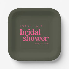 Retro Groovy Roze Groen Vrijgezellenfeest Aangepas Papieren Bordje