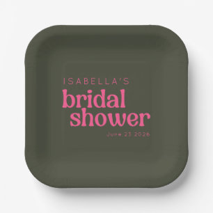 Retro Groovy Roze Groen Vrijgezellenfeest Aangepas Papieren Bordje