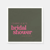 Retro Groovy Roze Groen Vrijgezellenfeest Aangepas Servet (Voorkant)