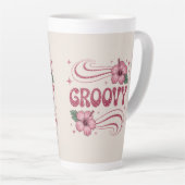 Retro Groovy Roze Hibiscus Latte Mok (Rechterhoek)