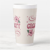 Retro Groovy Roze Hibiscus Latte Mok (Voorkant)