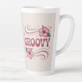 Retro Groovy Roze Hibiscus Latte Mok (Rechts)