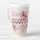 Retro Groovy Roze Hibiscus Latte Mok (Linkerhoek)