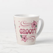 Retro Groovy Roze Hibiscus Latte Mokkop Mok (Rechterhoek)