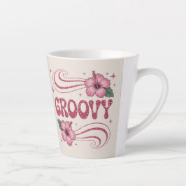 Retro Groovy Roze Hibiscus Latte Mokkop Mok