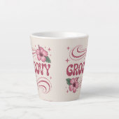 Retro Groovy Roze Hibiscus Latte Mokkop Mok (Voorkant)