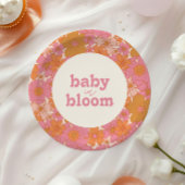 Retro Groovy Roze Hippie Baby in Bloom | Boho Papieren Bordje