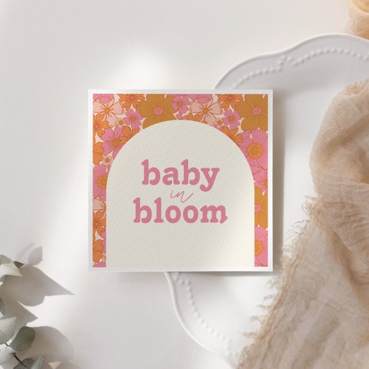 Retro Groovy Roze Hippie Baby in Bloom | Boho Servet