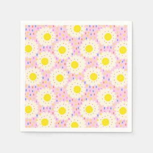 Retro groovy roze madeliefjes bloempatroon uit de servet