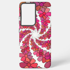 Retro groovy roze mauve bloemen spiraal geometrisc samsung galaxy hoesje