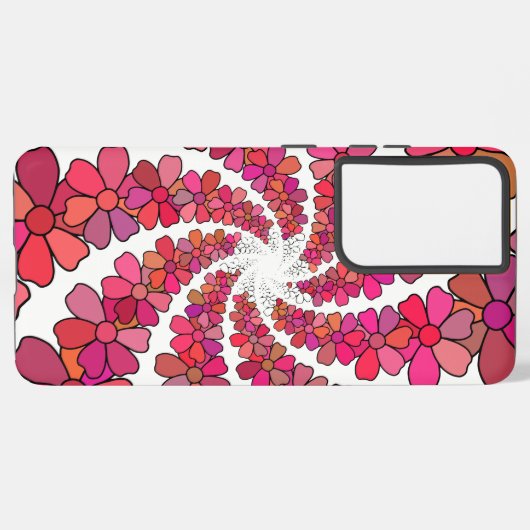 Retro groovy roze mauve bloemen spiraal geometrisc samsung galaxy hoesje (Linkerkant)