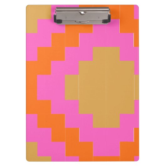 Retro Groovy Roze Oranje Geometrisch Klembord (Voorkant)