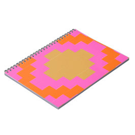 Retro Groovy Roze Oranje Geometrisch School Schrij Notitieboek