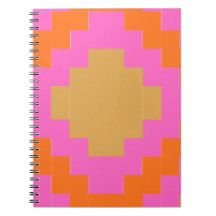 Retro Groovy Roze Oranje Geometrisch School Schrij