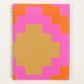 Retro Groovy Roze Oranje Geometrisch School Schrij Planner (Voorkant)