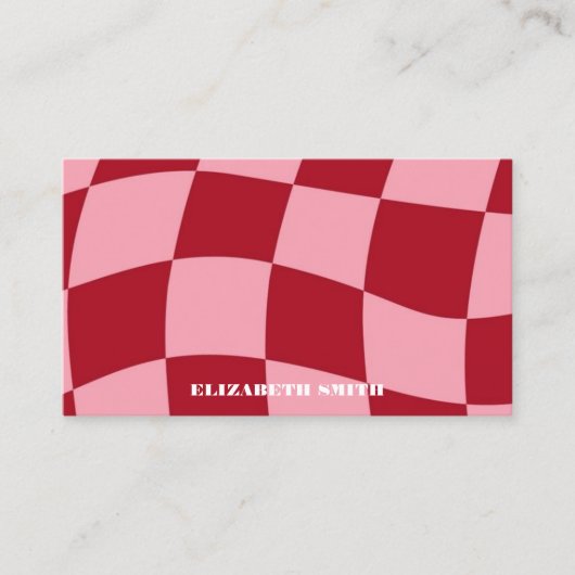 Retro Groovy Roze & Rood Abstracte make-up artist Visitekaartje (Voorkant)