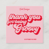 Retro Groovy Roze & Rood Dank u Social Media Vierkante Visitekaartje (Voorkant)