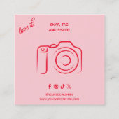 Retro Groovy Roze & Rood Dank u Social Media Vierkante Visitekaartje (Achterkant)