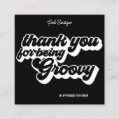 Retro Groovy Roze & Rood Dank u Social Media Vierkante Visitekaartje (Voorkant)