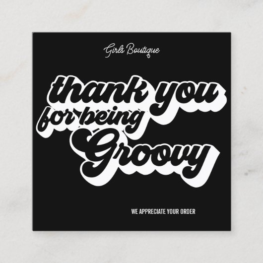 Retro Groovy Roze & Rood Dank u Social Media Vierkante Visitekaartje (Voorkant)