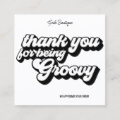 Retro Groovy Roze & Rood Dank u Social Media Vierkante Visitekaartje (Voorkant)