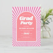 Retro groovy roze zonnestralen 70s geïnspireerd Af Kaart (Staand voorkant)