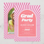 Retro groovy roze zonnestralen 70s geïnspireerd Af Kaart (Voorkant / Achterkant)