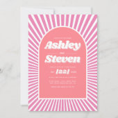 Retro groovy roze zonnestralen 70s geïnspireerde b kaart (Voorkant)