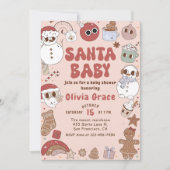 Retro Groovy Santa Baby Kerst Baby shower Kaart (Voorkant)