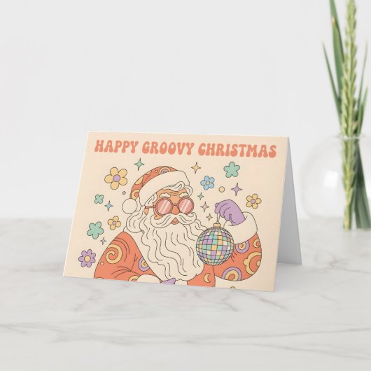 Retro Groovy Santa Merry Christmas Feestdagen Kaart (Voorkant)