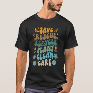 Retro Groovy Save Bees Rescue Animals Recyclen Fun T-shirt