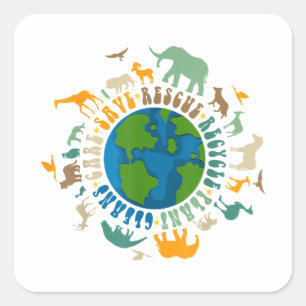 Retro Groovy Save Bees Rescue Animals Recyclen Fun Vierkante Sticker