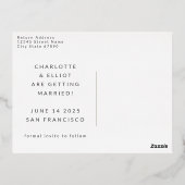 Retro Groovy Save the Date Oranje Gold Folie Uitnodiging Briefkaart (Achterkant)