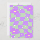 Retro groovy schaakbord baby shower uitnodiging (Achterkant)
