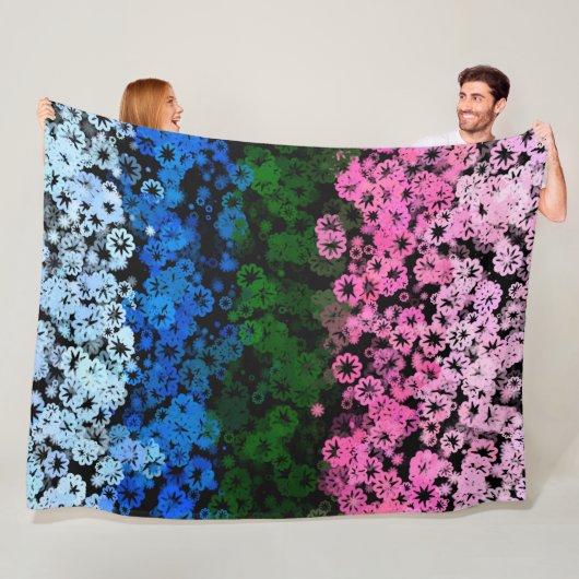 Retro Groovy Schattig Bloemig Omniromantische Prid Fleece Deken (In situ)