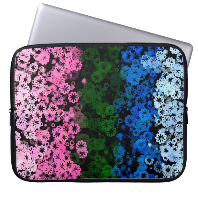 Retro Groovy Schattig Bloemig Omniromantische Prid Laptop Sleeve (Voorkant)
