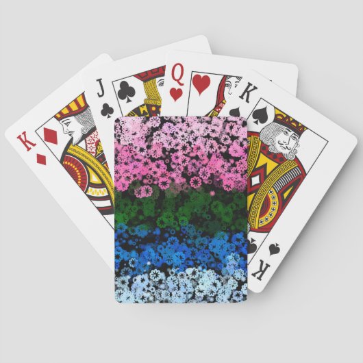 Retro Groovy Schattig Bloemig Omniromantische Prid Pokerkaarten (Achterkant)